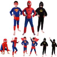 ราคา 3ชิ้น S Pider Man แบทแมนซูเปอร์แมนเด็กฮาโลวีนเครื่องแต่งกายคอสเพลย์เสื้อผ้าการ์ตูนเสื้อแขนยาว กางเกง หน้ากากสูท (22616353123)