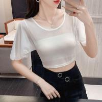 ราคา 2024 ฤดูร้อนใหม่ผู้หญิงหลวม Fit Ruffle เสื้อแขนสั้น Crewneck สั้นเสื้อแขนค้างคาว Original Design China Made (22738235540)