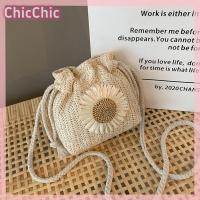 ราคา ChicChic กระเป๋าชายหาดฟางมีเชือกรูดกระเป๋าปักลายดอกไม้สำหรับผู้หญิงกระเป๋าสะพายข้างลูกไม้สำหรับการเดินทาง (23019836859)