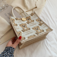 ราคา A007 กระเป๋าถือใบเล็ก กระเป๋าลายหมี กระเป๋าผ้า ผ้ากระสอบ (21681935149)
