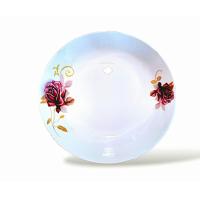 ราคา จานเซรามิค จานกระเบื้อง จานลวดลายดอกไม้สีขาว จานขอบขาว ขนาด 8 นิ้ว (21402093547)