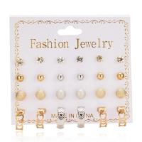 ราคา 12คู่ เซ็ตของต่างหูทองผสมกับรูปทรงหลากหลายเช่นเพทายสี่เหลี่ยมเพชรรูปหัวใจหมีและต่างหูผีเสื้อ (21126645673)