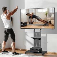 ราคา ขาตั้งทีวี ขาตั้งทีวีล้อเลื่อน TV Floor Stand Heavy Mobile TV Floor Stand on Wheels for 32 65 TV Screens Load Capacity 50KG Trolley TV Mount with Two Shelves VESA up to 600 400mm (22864375809)