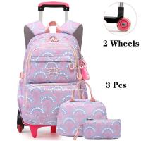 ราคา กระเป๋าเป้สะพายหลัง กระเป๋านักเรียนล้อลาก พร้อมล้อลาก สําหรับเด็กผู้หญิง 2 6 ล้อ (22092920779)