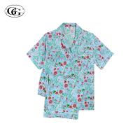 ราคา G G ชุดนอน เสื้อแขนสั้นคอปก กางเกงขา 4 ส่วน ผ้าเรย่อน ลายดอกไม้ EN3R002 สีฟ้า BU (22208462905)
