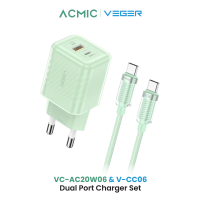 ราคา รับประกันสินค้า 2 ปี VEGER VC AC20W06 V CC06 ชุดชาร์จเร็วPD20W ช่องUSB A Type C สายชาร์จเร็ว PD65W Type C to C (22580930248)