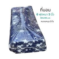 ราคา mattress ที่นอนปิคนิค 6 ฟุต 180x190cm หนา 3 นิ้วเเถมหมอน 3 ใบ (22827206643)