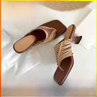 ราคา Handcrafted หนัง เวอร์ชั่นสไตล์โรมันส้นหนาแบบสวม ฤดูร้อน รองเท้าแตะ ผู้หญิง ลำลอง สวมใส่รองเท้าสบายทุกวัน (22532960713)