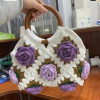 ราคา duoka กระเป๋าถือลายดอกกุหลาบวินเทจ ทำด้วยมือ (22029631490)