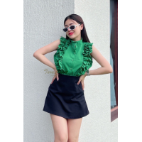 ราคา MR005 TARA Sleeveless Shirt เสื้อแขนกุด คอจีน กระดุมหน้า แต่งระบายข้าง 3 ชั้น เนื้อผ้าครัช ผ้าดี อยู่ทรง รีดง่าย งานดี ทรงน่ารักมาก ผ้าใส่สบาย ไม่ร้อน (21574476293)