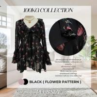 ราคา Plus size มินิเดรสชีฟองปลายแขนระบาย3ชั้นสม็อคเอวแต่งโบว์ของสาวอวบ มินิมอล รุ่น เดนนิส F55 (22596479712)