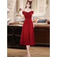 ราคา เพื่อนเจ้าสาวคนท้องยาว เดรส งานแต่งงานสีแดงไวน์ ชุดราตรี ไม่มีสาย คลอดบุตร เดรส สไตล์เจ้าหญิง โพลีเอสเตอร์ ผ้า กระโปรงทรงเอ (22984579629)