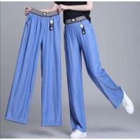 ราคา CODhelei9381 Ice silk jeans womens 2021 summer new high waisted loose straight leg pants long high waisted wide leg pants (19720302963)