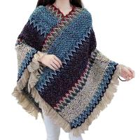 ราคา TOFU19 สไตล์ชนเผ่า เสื้อปอนโชมองโกเลีย โพลีเอสเตอร์ ฤดูหนาวที่อบอุ่น ผ้าคลุมไหล่พู่สวมหัว นุ่มนุ่มๆ แถบลายทาง เสื้อคลุมถักนิตติ้ง แฟชั่นสำหรับผู้หญิง (20541210069)
