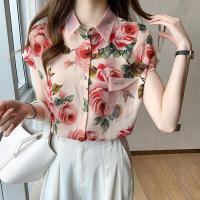 ราคา mimi didi เสื้อลายดอกแขนสั้น เสื้อเชิ้ตฮาวาย เสื้อคอบัว เสื้อแฟชั่นผู้หญิง เสื้อคอปกเเขนล้ำสีชมพูลายดอกไม้ ผ้าชีฟองพรีเมี่ยม W328 (21672260422)