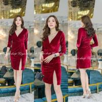 ราคา ชุดเดรสกำมะหยี่อกไขว้By NPJ Fashion (22249384894)