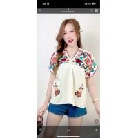 ราคา เสื้อผ้าฝ้าย เสื้อปัก เสื้อแฟชั่นใส่สบาย ปักลายเสื้อ ขายส่งฟรีไซส งานปัก ลายสวยๆพร้อมส่ง (22858787780)