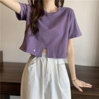 ราคา เสื้อครอปเอวลอยแขนสั้น ท็อป tshirt เสื้อผ้าแฟชั่นวัยรุ่นน่ารัก เสื้อแฟชั่นสวยๆของผู้หญิง สไตล์เกาหลี สีพื้น crop top เสื้อใส่กับกระโปรงเทนนิส คอกลม ลำลอง สีดำ สีขาว สีเหลือง Clothing (22208918724)