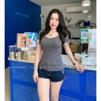 ราคา เสื้อยืดนมโต คอเหลี่ยมรัดรูป (14411689798)