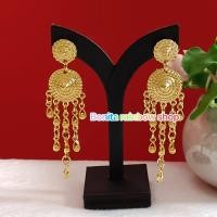 ราคา ตุ้มหูออเจ้า ตุ้มหูระย้า เครื่องประดับหู ต่าหูสีทอง แบบเจาะ (21557855800)