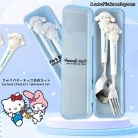 ราคา Sanrio ชุดเครื่องใช้บนโต๊ะอาหารลายการ์ตูนน่ารัก Kuromi My Melody Hello Kitty Cinnamoroll ชุดช้อนส้อมทนทานชุดเครื่องใช้บนโต๊ะอาหารสแตนเลสสำหรับโรงเรียนสำนักงาน (22942783099)