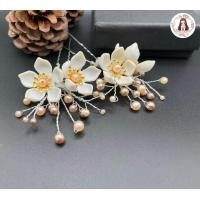 ราคา ปิ่นดอกไม้ประดับผม ดอกแก้วเจ้าจอมประดับมุก (22685773876)