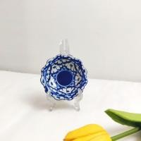 ราคา จานเชิงถวายพระ ลายไทย ลายคราม พานเชิง 8 นิ้ว พานตัดขา พานเซรามิค เนื้อเงางาม เซรามิคเคลือบอย่างดี (21290468524)