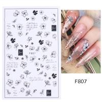 ราคา Sukeme Nail Art Decals Black White Flowers Leaves Plain Hand Painted 3D Adhesive Nail Stickers (20582935613)