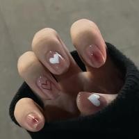 ราคา 24 ชิ้นแฟชั่นเล็บปลอมเปลือยฝรั่งเศสรักหัวใจเล็บเสร็จเล็บ (21074556939)