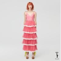 ราคา TandT Crochet Trimmed Ruffled Tiered Gingham Checked Tulle Maxi Dress เดรสยาว สายเดี่ยว เดรสสายเดี่ยวยาว ตกแต่งเชิงลูกไม้ลายหัวใจ ระบายชั้น ผ้าตาข่ายลายสก็อต (9647936653)