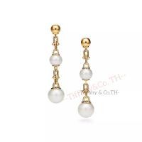 ราคา Tiffany Co Tiffany Hardwear Triple Drop Link ต่างหูมุกน้ำจืดสีทองต่างหูดีไซน์เนอร์แบรนด์หรู (22421442535)