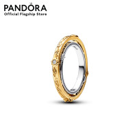 ราคา Pandora Project House Astrolabe spinning sterling silver and 14k gold plated ring with clear cubic zirconia (21405801615)