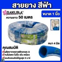 ราคา Sakura สายยางสีฟ้า ขนาด 1นิ้ว ยาว 50เมตร สายยางเด้ง เนื้อยางเด้ง เกรด A ยางอ่อนยืดหยุ่นพิเศษ สายยางรดน้ำต้นไม้ สายยางล้างรถ (12462309716)