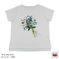 ราคา แตงโม SUIKA เสื้อยืดคอปาดแขนสั้นหน้าสั้นหลังยาว พิมพ์ลายดอกไม้ JP O 002 (23126667819)