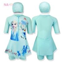 ราคา Disney Frozen ชุดว่ายน้ำเด็กผู้หญิงกระโปรงซิป กางเกง รุ่นประหยัด ลายโฟรสเซ่น แถมหมวก จาก NADreams (22536210039)