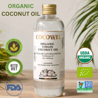 ราคา Organic Coconut Oil Cold Pressed 250ml 1000ml น้ำมันมะพร้าว สกัดเย็น ออร์แกนิค พรีเมียม COCOWEL (22202028161)