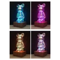 ราคา AGBBG โคมไฟแก้วตั้งโต๊ะรูปการ์ตูนหมีโรแมนติกโคมไฟ USB โคมไฟข้างเตียงให้บรรยากาศในฝัน (22938636027)