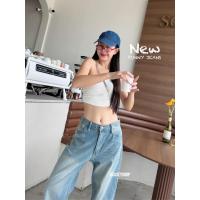 ราคา Acasey กางเกงยีนส์ผู้หญิง ขายาว กระบอกใหญ่ทรงลิซ่า ผ้ายืดไม่มาก สวยเรียบดีไซน์วินเทจ ไซส์ S 5XL (22220531786)