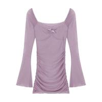 ราคา มินิเดรสแขนยาว ผ้าชีฟอง มีซับในเต็มตัว แขนกระดิ่ง คอวีแต่งลูกไม้ติดโบว์สม็อคกลางอก กระโปรงสม็อคข้างเข้ารูป 9172 (22724915490)