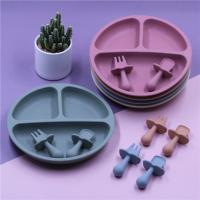 ราคา Silicone Baby Tableware with Suction Cup Toddler Plate and Portable Fork Spoon Kids Food Bowl Set (20765141094)