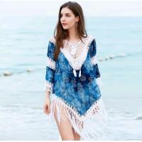 ราคา เดรสพิมพ์ลายฉลุสไตล์โบฮีเมี่ยน ชุดคลุมมีพู่ถักโครเชต์ A7222 (21968491491)