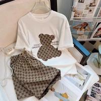 ราคา Summer new Korean style casual suit for women embroidered short sleeve shorts two piece suit (22504262047)