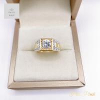 ราคา โก้และหรู แหวนเพชรชายเพชรเม็ดเดี่ยวไซต์2กะรัต บ่าข้างฝังเพชรขอบสลักรูปนอต ใช้เป็นแหวนหมั้นได้ ขนาดฟรีไซต์ (21534866578)