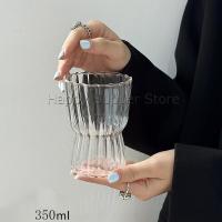ราคา Happy แก้ววินเทจ ถ้วยกาแฟลายทางสไตล์ญี่ปุ่น ลายจีบด้านในทั้งใบ Glass coffee cup (21931221509)