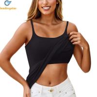 ราคา Women Cami Tank Tops Sleeveless Padded Camisole Tops Adjustable Spaghetti Strap Tank Top With Built In Bra (22087294626)