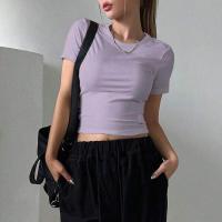 ราคา BRANCHÉ เสื้อยืดคอกลมเสื้อเอวลอยแขนสั้นอเนกประสงค์เสื้อเอวลอยคลาสสิกหรูหรา24060075601 (22051329076)