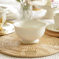 ราคา Violet Flamingo จานชามรุ่น Diamond จานชามเซรามิคคุณภาพเกรดส่งออกยุโรป สีขาว Ivory ขอบทอง (22419110506)