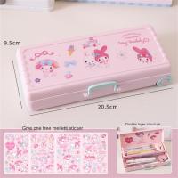 ราคา 2ชิ้น Sanrio กล่องกล่องดินสอดินสอชั้นสองชั้นกระเป๋าเดินทางสุดสร้างสรรค์กล่องใส่ปากกาน่ารักกล่องดินสอจัดเก็บความจุสูงแบบพกพา (22793988854)