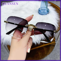 ราคา QUANSEN แว่นตาแฟชั่นไล่ระดับสีสำหรับผู้หญิงแว่นกันแดดป้องกันรังสียูวีแว่นตาไร้กรอบทรงสี่เหลี่ยมเรียบง่ายสำหรับผู้หญิง (22683479691)