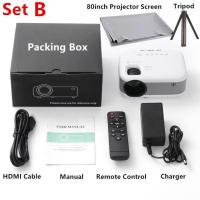 ราคา ของขวัญฟรี 1 จอโปรเจคเตอร์80นิ้ว ขาตั้งกล้อง KONLU โปรเจคเตอร์ WiFi Android 9 0 mini projector โปรเจ็กเตอร์ขนาดเล็กแบบพกพา บลูทู ธ ด้วยหน้าจอ 200 1080P เหมาะสำหรับ Android IOS มิเรอร์โทรศัพท์มือถือ B 